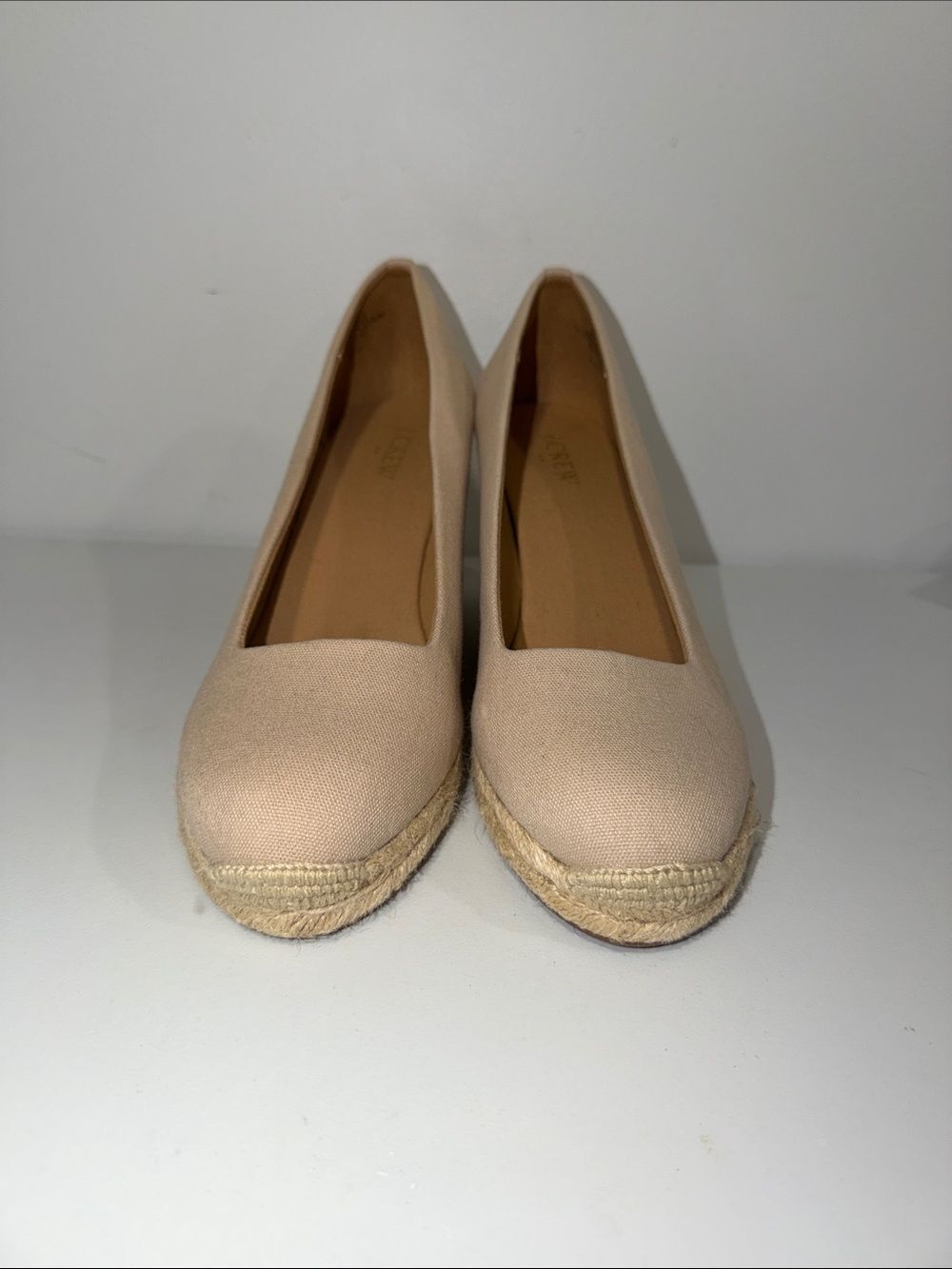 J.Crew 9 Beige Ivory Jute Wedge Espadrilles - Picture 7 of 9